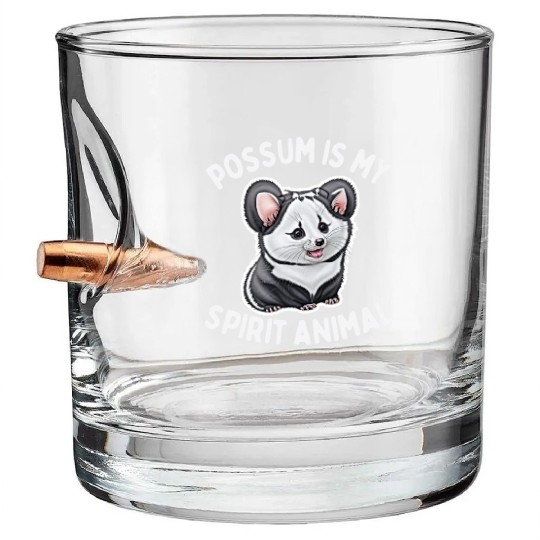 Possum is My Spirit Animal Bullet Whiskey Glasses