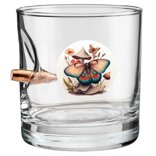 Cottagecore Butterfly Mushroom Forest Plants Botan Bullet Whiskey Glasses
