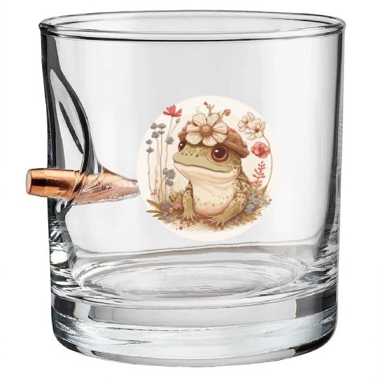 Cottagecore Cute Frog Toad Flower Crown Dark Acade Bullet Whiskey Glasses