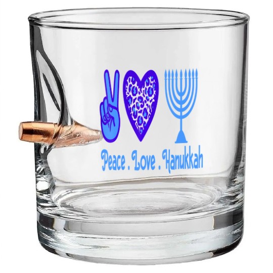 Peace Love Hanukkah 2021 Jewish Menorah Hanukkah C Bullet Whiskey Glasses