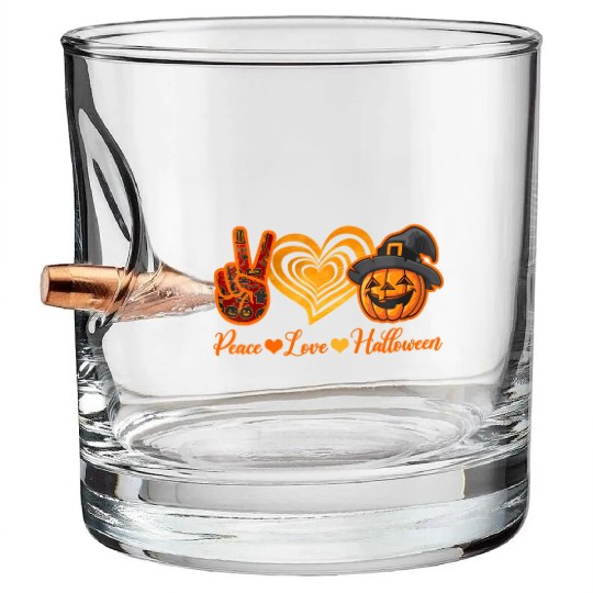 Peace Love Halloween Celebrate Halloween Day Bullet Whiskey Glasses