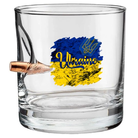 Ukraine Ukrainian Flag I Stand With Ukraine Pride Bullet Whiskey Glasses