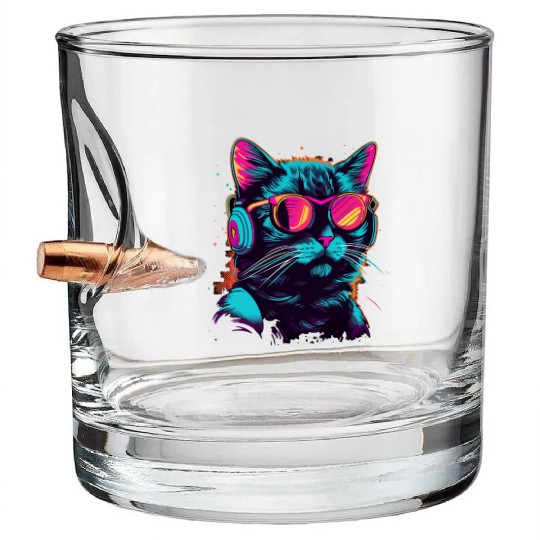 80s Cat Music Bullet Whiskey Glasses