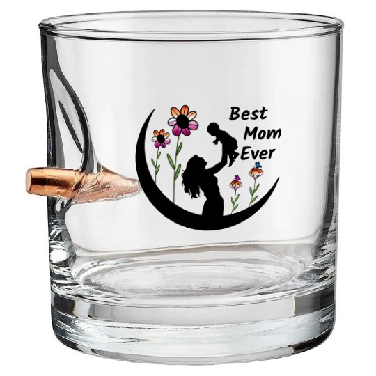 LGBTQ Mother's Day, Best Mom Ever, Lesbian Flag Bullet Whiskey Glasses
