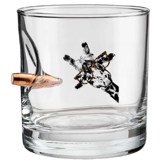 Hipster Giraffe Print Leopard Print Glasses Bullet Whiskey Glasses