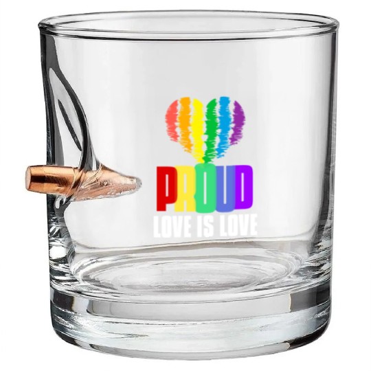 Love is Love Bullet Whiskey Glasses Equality Human Rights Proud