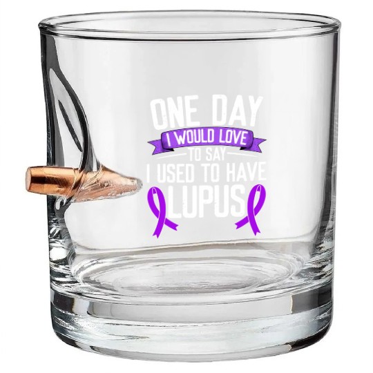Lupus Awareness Month Purple Ribbon I Used To Bullet Whiskey Glasses