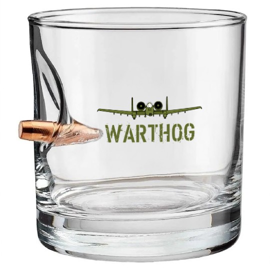 Olive Green A-10 Warthog Art-Usa Military Jets Bullet Whiskey Glasses