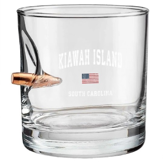Kiawah Island South Carolina Sc American Flag Bullet Whiskey Glasses