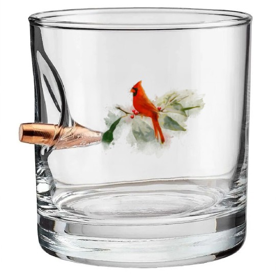 Wild Red Cardinal Bird Bullet Whiskey Glasses