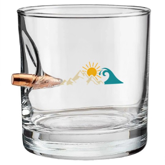 Mountain Sun Wave Nature Hiking Surf Surfer Hiker Bullet Whiskey Glasses