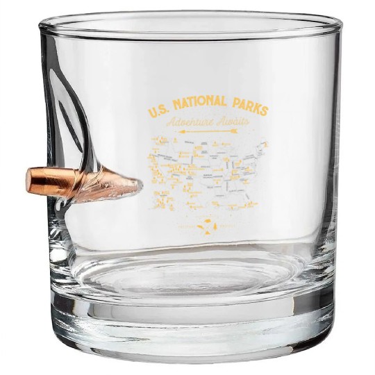 62 National Par Map Us Park Camping Hiking Bullet Whiskey Glasses