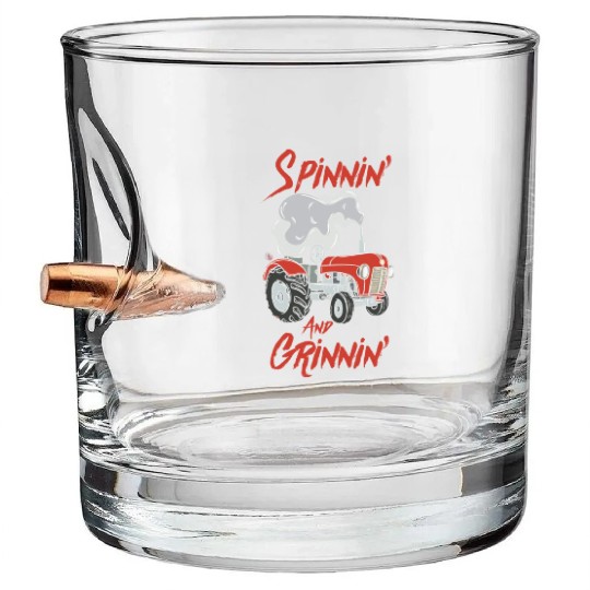 Tractor Pulling Farmer Bullet Whiskey Glasses