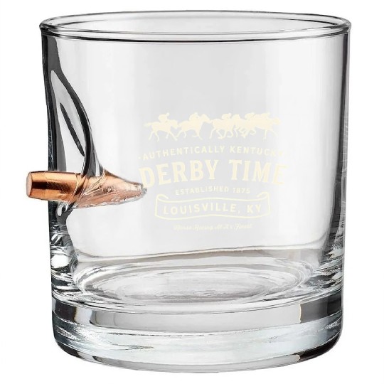 Derby Time Louisville Kentucky Horse Racing Bullet Whiskey Glasses