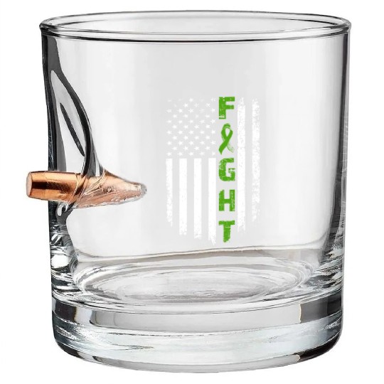 Fight Mental Health Awareness Flag Bullet Whiskey Glasses