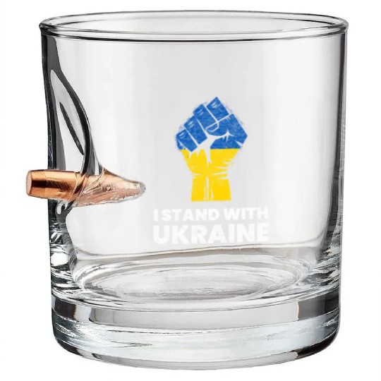 Ukrainian Flag I Stand With Ukraine Flag Bullet Whiskey Glasses