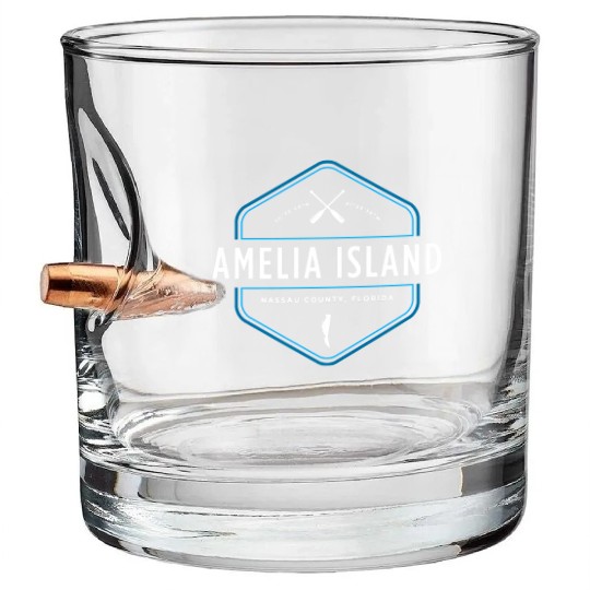 Amelia Island Florida Beach Bullet Whiskey Glasses
