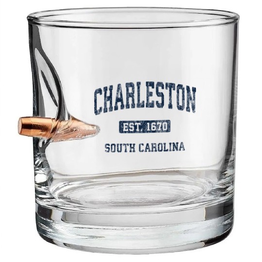 Charleston South Carolina Sc Athletic Sports Bullet Whiskey Glasses