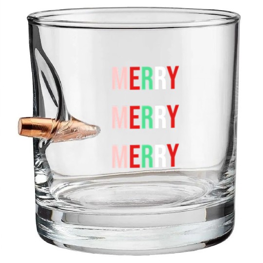 Merry Merry Merry Bullet Whiskey Glasses