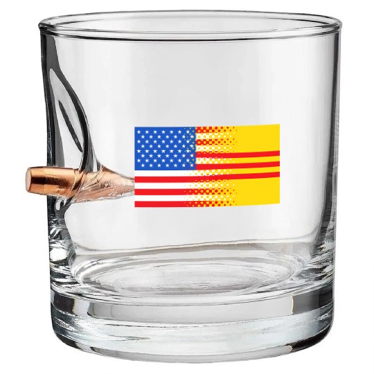 Vietnamese American South Vietnam Flag Bullet Whiskey Glasses