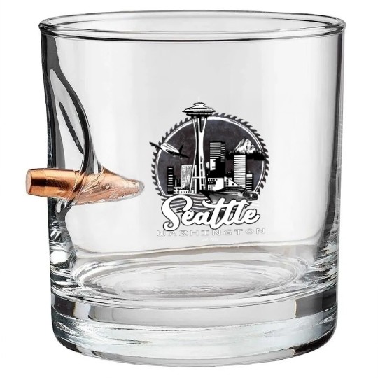 Seattle Pacific Northwest Emerald City Bullet Whiskey Glasses