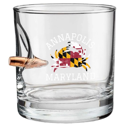 Annapolis Maryland Crab State Flag Home Travel Bullet Whiskey Glasses