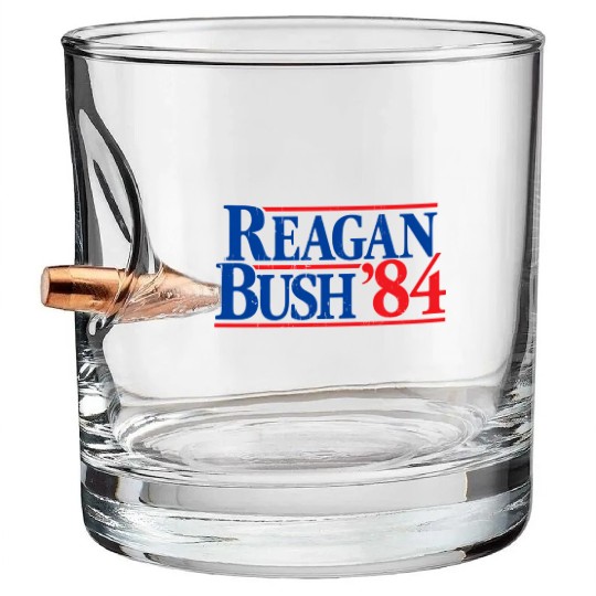 Reagan Bush '84 Republican Bullet Whiskey Glasses
