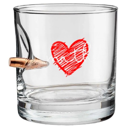 Math Heart - Math Teacher Heart Bullet Whiskey Glasses