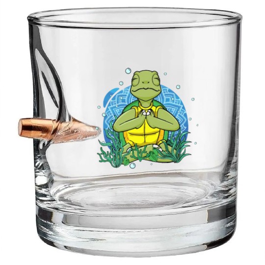 Meditating Sea Turtle Gift Yoga Zen Meditation Bullet Whiskey Glasses