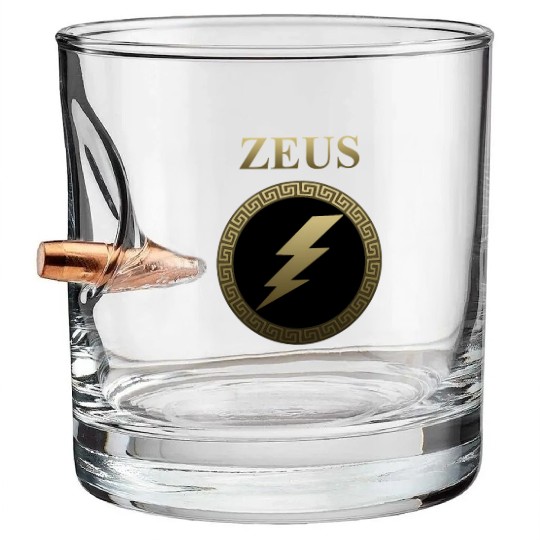 Zeus Ancient Greek God Thunderbolt Bullet Whiskey Glasses