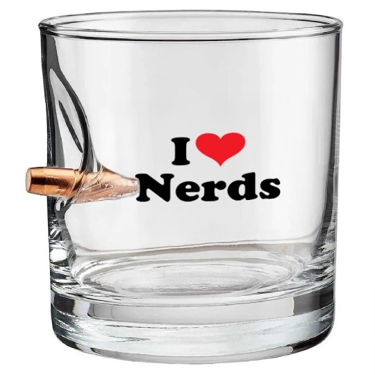 Cute I Love Nerds Bullet Whiskey Glasses