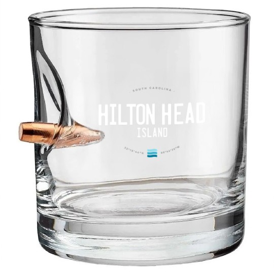 Hilton Head Island South Carolina Beach Waves Bullet Whiskey Glasses
