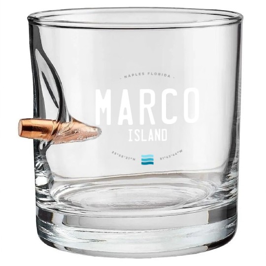 Marco Island Naples Florida Beach Waves Bullet Whiskey Glasses