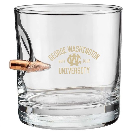 George Washington Colonials Arch Over Team Color Bullet Whiskey Glasses