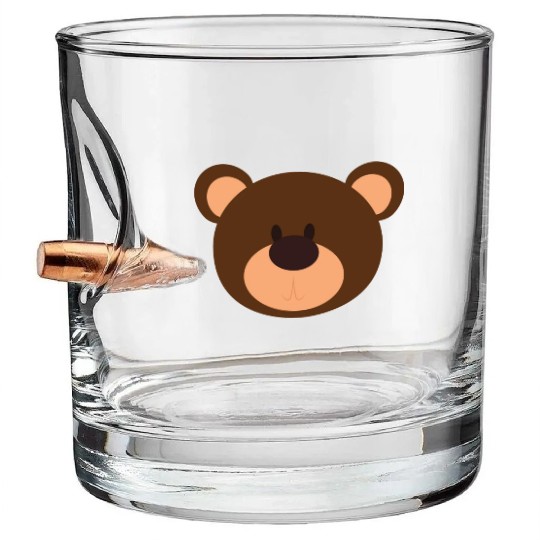 Brown Face Teddy Bear Lover Bullet Whiskey Glasses