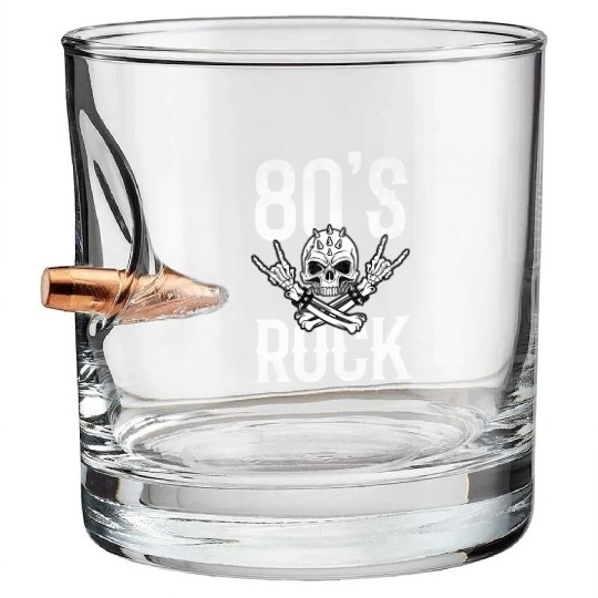 80S Rock And Roll Distressed Music Guitar Band Bullet Whiskey Glasses