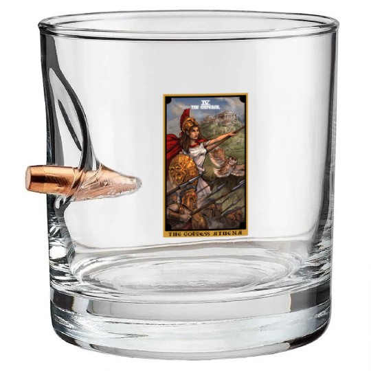 The Goddess Athena The Emperor Tarot Card Greek Bullet Whiskey Glasses