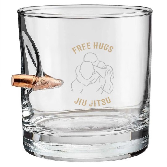 Jiu Jitsu Free Hugs Jujitsu Bjj Mma Bullet Whiskey Glasses