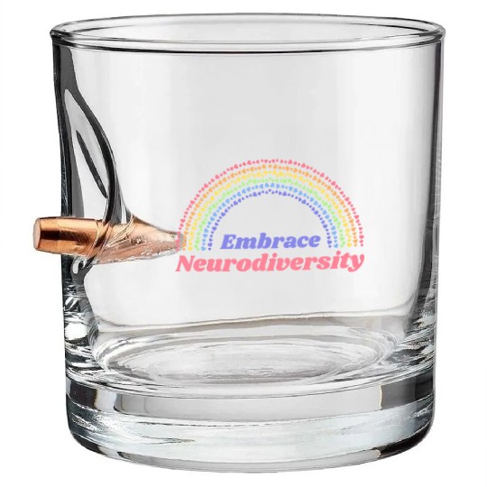 Embrace Neurodiversity Rainbow Bullet Whiskey Glasses