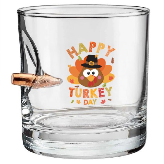 Happy Turkey Day 2021 Autumn Fall Thangiving Bullet Whiskey Glasses