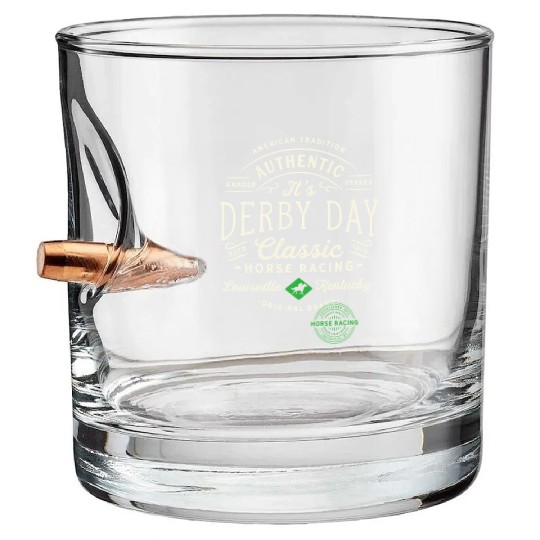 Derby Day Louisville Kentucky Horse Racing Bullet Whiskey Glasses