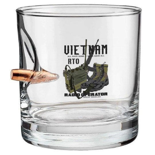 Vietnam Veteran Radio Operator Bullet Whiskey Glasses