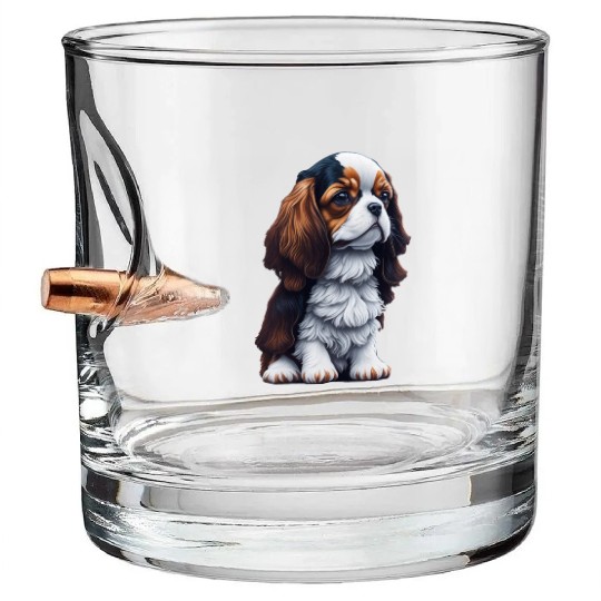 Cavalier King Charles Spaniel Dog Puppet Bullet Whiskey Glasses