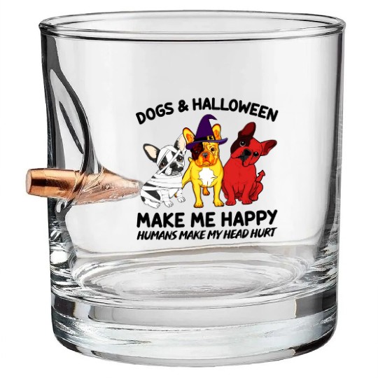 Frenchie Dog Halloween Dog Lover Bullet Whiskey Glasses