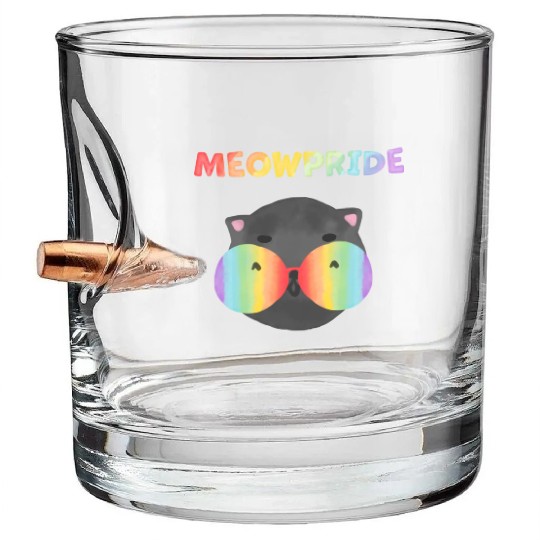 Meow Pride with Cat Design Bullet Whiskey Glasses for Pride Month