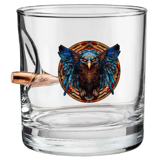 Stained Glass Eagle (4 of 4) Bullet Whiskey Glasses