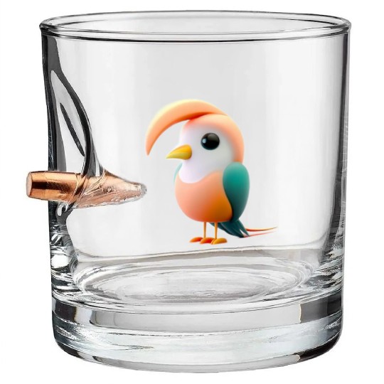 Cute Bird of Paradise 3D Render Bullet Whiskey Glasses