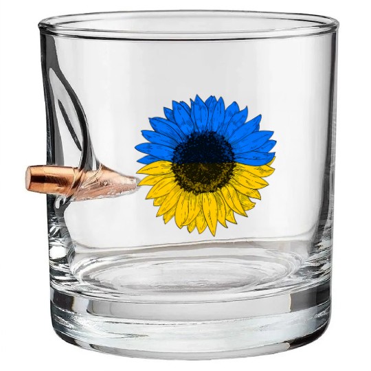 Ukraine Flag Sunflower Ukrainian Flag Bullet Whiskey Glasses