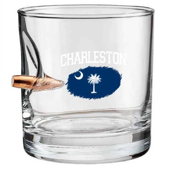 Charleston Sc South Carolina Flag Sports Bullet Whiskey Glasses