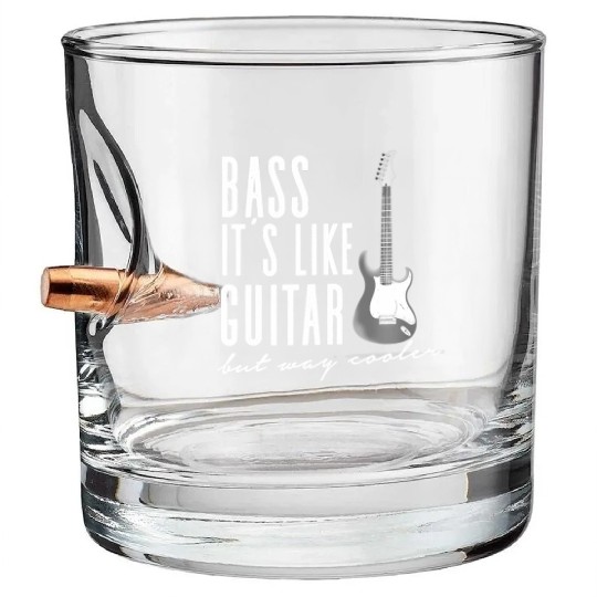 Funny Guitar Bullet Whiskey Glasses - Bass It's Like Guitar But